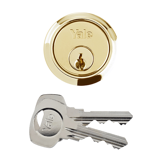 Yale Replacement Cylinder Lock 2 Keys Brass