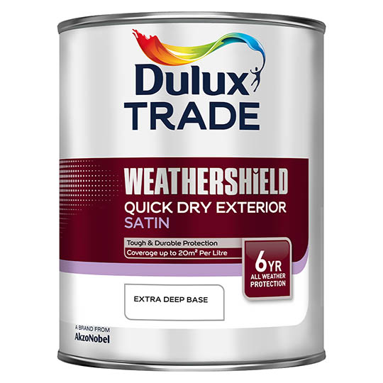 DULUX Trade Weathershield Exterior Quick Dry Satin Dimension Base Extra Deep 1L