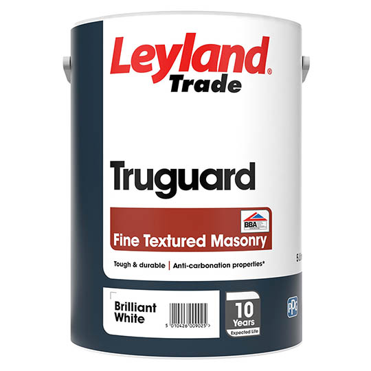 Leyland Trade Truguard Fine Textured Masonry Paint Brilliant White 5L