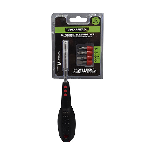 Spearhead Screwdriver Set Magnetic With Bits 5 Pieces