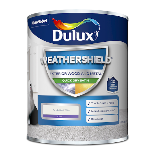 Dulux Weathershield Quick Dry Exterior Satin Pure Brilliant White 750ml