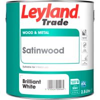 Leyland Trade Satinwood Paint Brilliant White 2.5L