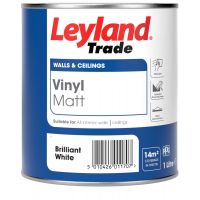 Leyland Trade Vinyl Matt Emulsion Paint Brilliant White 1L