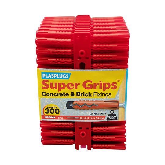 Plasplugs Super Grips Concrete Fixings Red 6mm Pack of 300