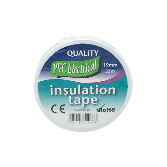 PVC Electrical Insulation Tape White 19mm x 33m Roll
