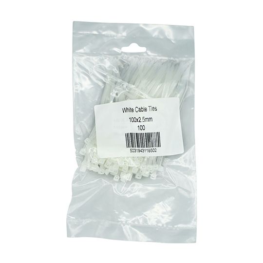 Cable Ties White 100mm Pack of 100