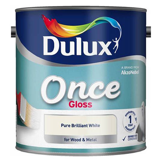 Dulux Once Gloss Paint Pure Brilliant White 2.5L
