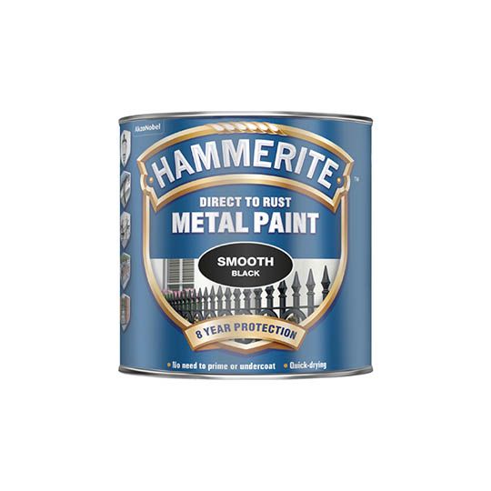 Hammerite Metal Paint Smooth Finish Black 250ml