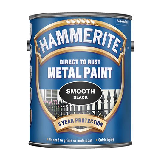 Hammerite Metal Paint Smooth Finish Black 5L
