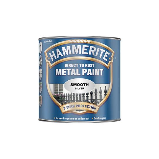 Hammerite Metal Paint Smooth Finish Silver 250ml