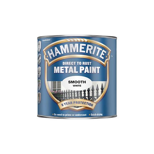 Hammerite Metal Paint Smooth Finish White 250ml Leyland SDM