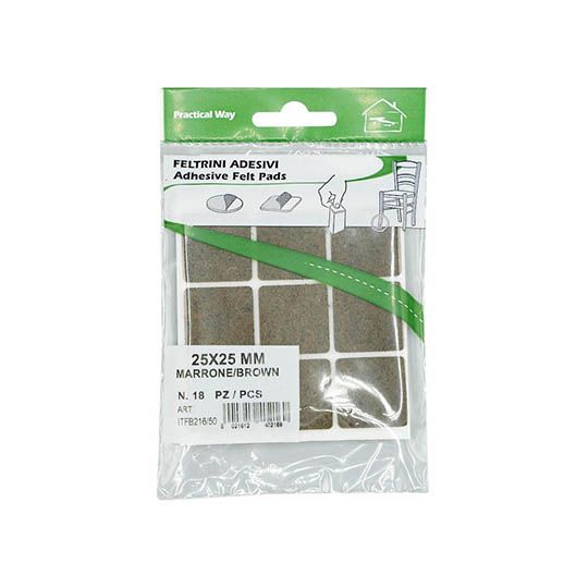 Practical Way Felt Pads Brown 25mmx25mm Pack of 18