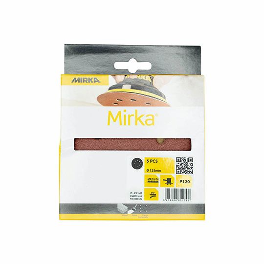 Mirka Sanding Discs Hook & Loop 120G 125mm Pack of 5