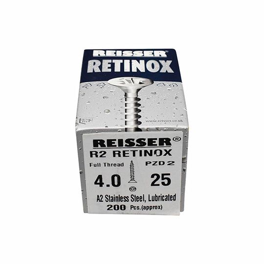 Reisser Stainless Steel Pozi Screws 4x25mm Box of 200