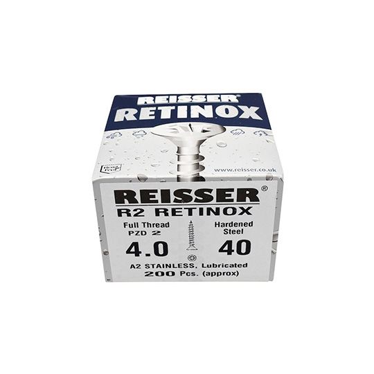 Reisser Stainless Steel Pozi Screws 4x40mm Box of 200