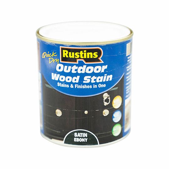 Rustins Quick Dry Outdoor Wood Stain Satin Ebony 500ml