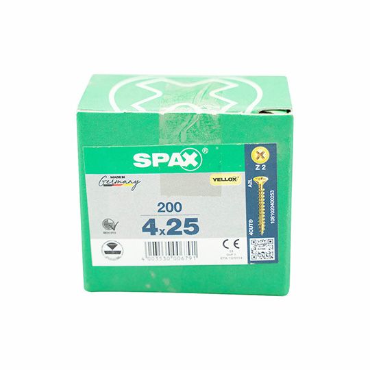 Spax Screws Flat Pozi Countersunk CSK 4x25mm