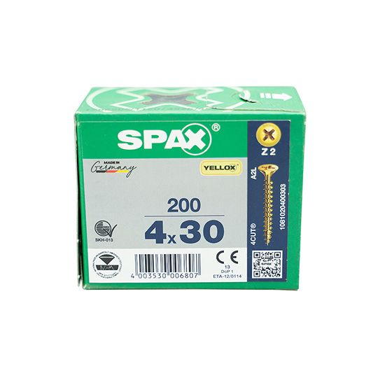 Spax Screws Flat Pozi Countersunk CSK 4x30mm