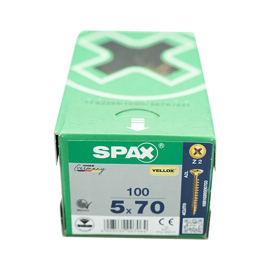 Spax Screws Flat Pozi Countersunk CSK 5x70mm
