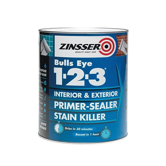 Zinsser Bulls Eye 1-2-3 Primer Sealer Paint White 2.5L