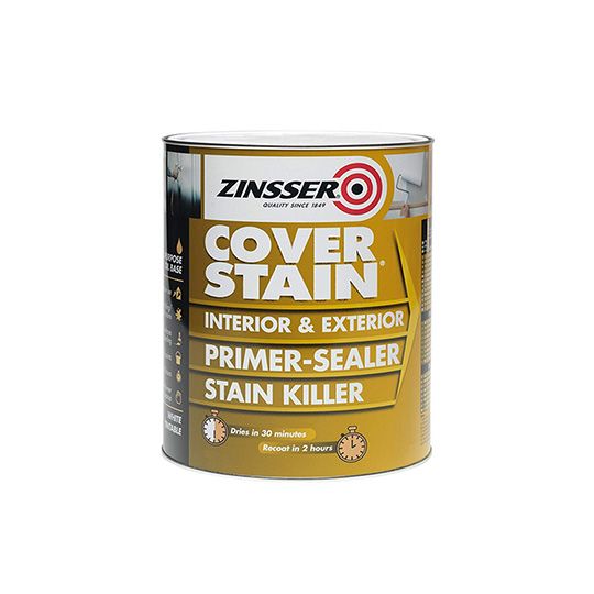 Zinsser Cover Stain Primer Sealer Paint White 1L