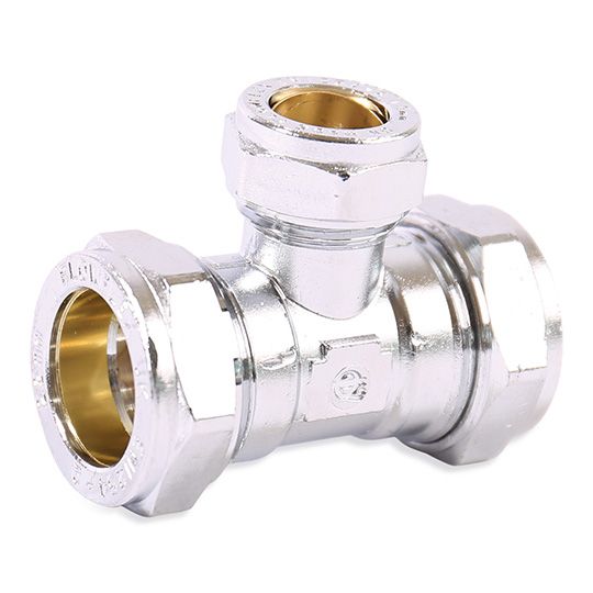 Compression Chrome Equal Tee CP 15mm