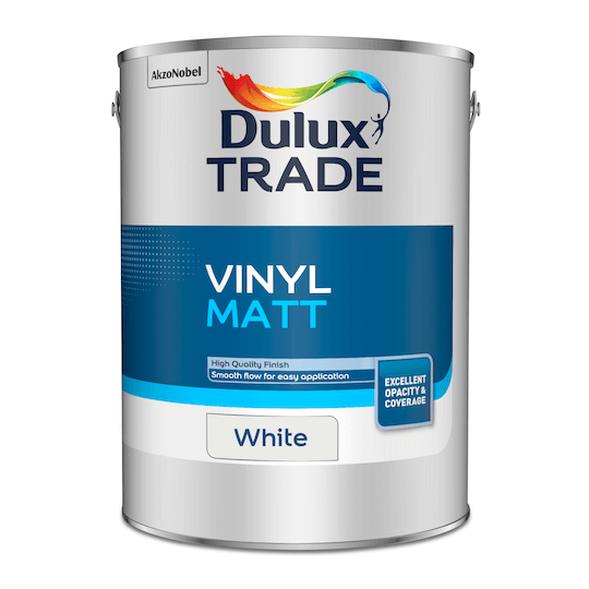 Dulux Trade Vinyl Matt Emulsion Paint White 5L