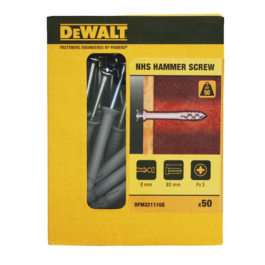 DeWalt Hammer Screw 8x80mm Box of 50