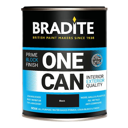 Bradite One Can Primer Stain Block & Finish Black 1L
