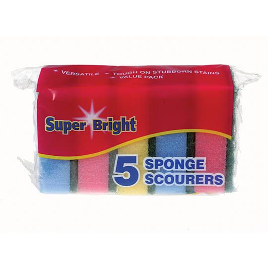 Super Bright Sponge Scourer Pack of 5