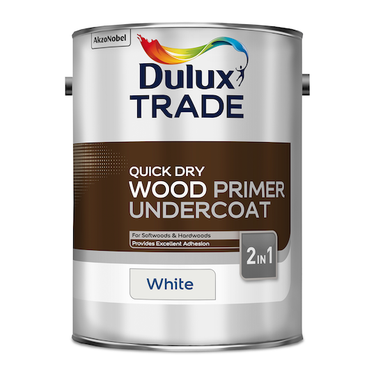 Dulux Trade Quick Dry Wood Primer Undercoat Paint White 5L
