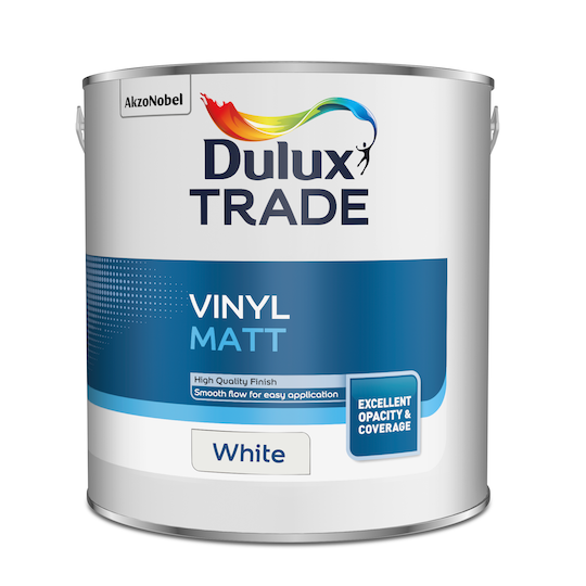 Dulux Trade Vinyl Matt Emulsion Paint White 2.5L
