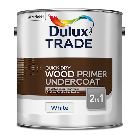 Dulux Trade Quick Dry Wood Primer Undercoat Paint White 2.5L