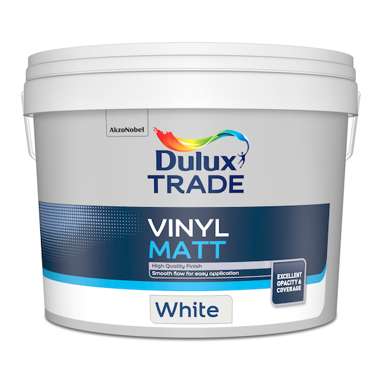 Dulux Trade Vinyl Matt Emulsion Paint White 10L