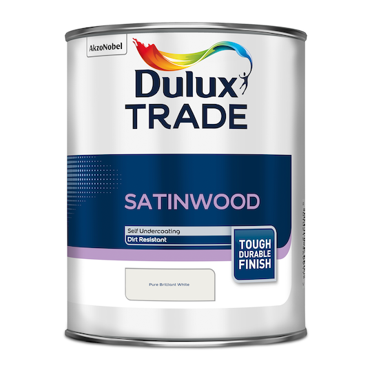 Dulux Trade Satinwood Paint Pure Brilliant White 1L