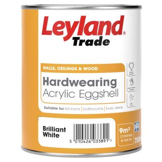 Leyland Trade Hardwearing Acrylic Eggshell Brilliant White 750ml