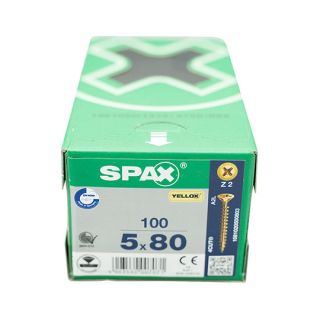 Spax Screws Flat Pozi Countersunk CSK 5x80mm