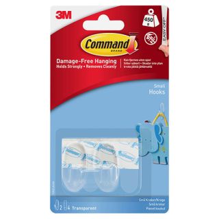 3M Command Hooks Small Clear 2 Hooks