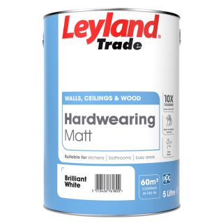 Leyland Trade Hardwearing Matt Paint Brilliant White 5L