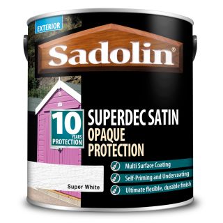 SADOLIN Superdec Opaque Wood Protection Satin Super White 2.5L