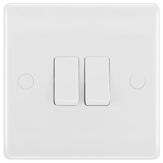 BG NEXUS Light Switch 2 Gang - 2 Way White