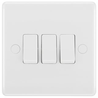 BG NEXUS Light Switch 3 Gang - 2 Way White