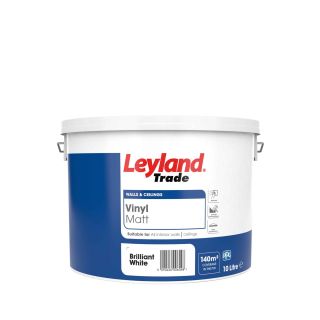 Leyland Trade Vinyl Matt Emulsion Paint Brilliant White 10L