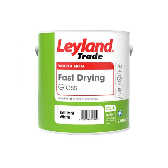Leyland Trade Fast Drying Gloss Paint Brilliant White 2.5L