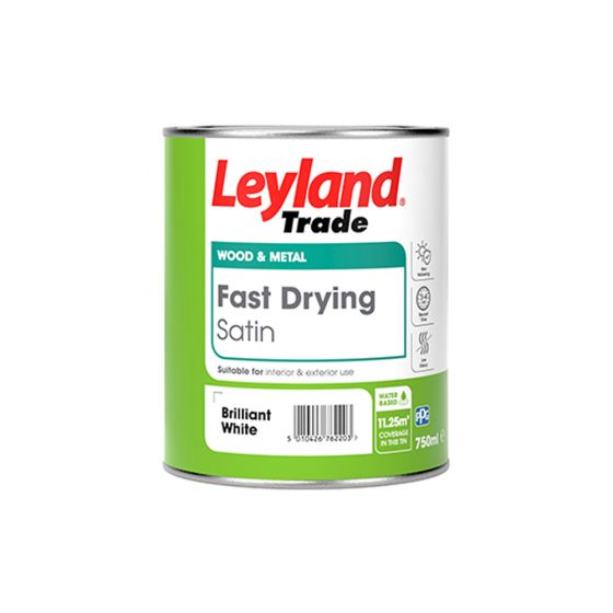 Leyland Trade Fast Drying Satin Paint Brilliant White 750ml