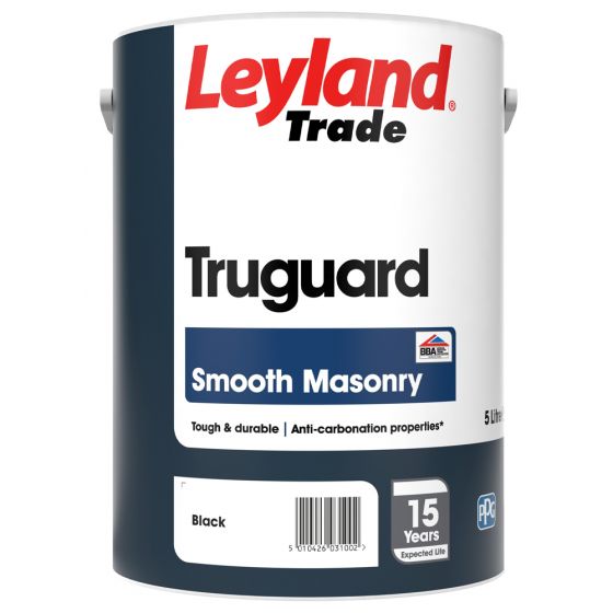 Leyland Trade Truguard Smooth Masonry Paint Black 5L