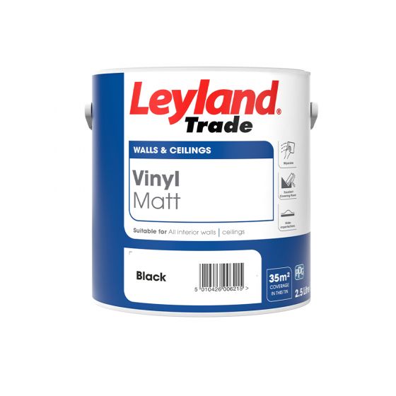 Leyland Trade Vinyl Matt Emulsion Paint Black 2.5L