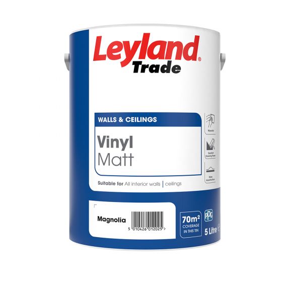 Leyland Trade Vinyl Matt Emulsion Paint Magnolia 5L