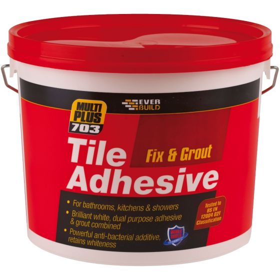 Everbuild 703 Fix & Grout Ready Mixed Tile Adhesive White 750g