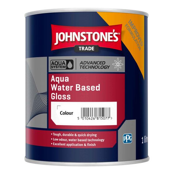 Johnstones Trade Aqua Water Based Gloss Paint Black 1L